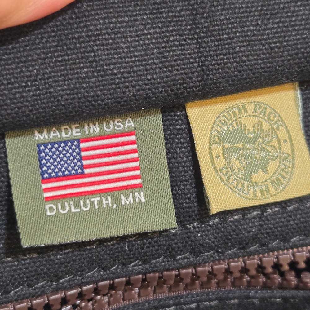 Duluth Pack Zippered Market Bag Black Canvas Leather Adjustable Straps USA 10x12 - Picture 12 of 14